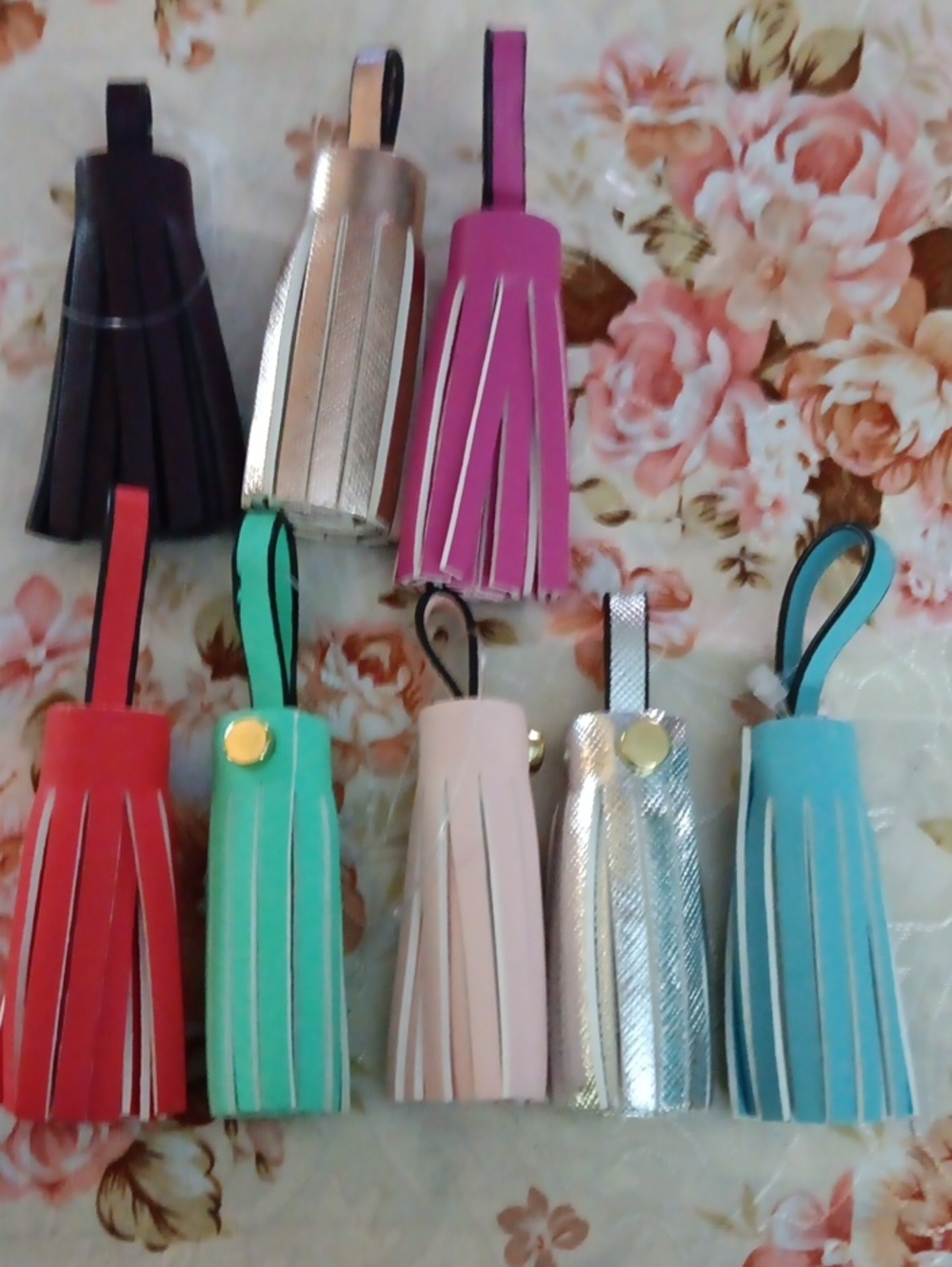 Colorful Faux Leather Tassel Bag Charms - Assorted Colors
